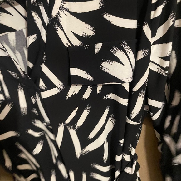 Alfani black and white belted knee length long sleeve dress office business plus - Picture 7 of 9